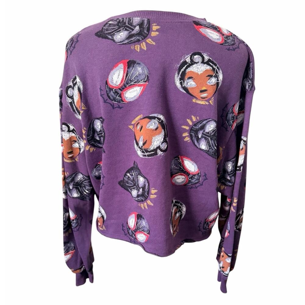 Marvel Crop Sweatshirt Purple Medium Black Panther - Picture 2 of 4